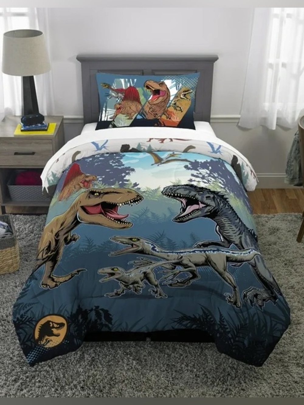 BRAND NEW boy youth Jurassic world dinosaur 2 piece reversible comforter set